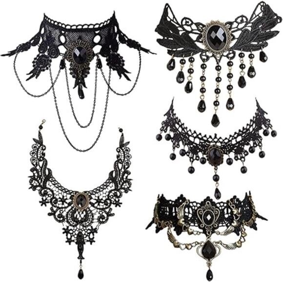 5 Pieces/Set Halloween Sexy Jewelry Women Lady Elegant Goth Gothic Steampunk - Picture 14 of 14